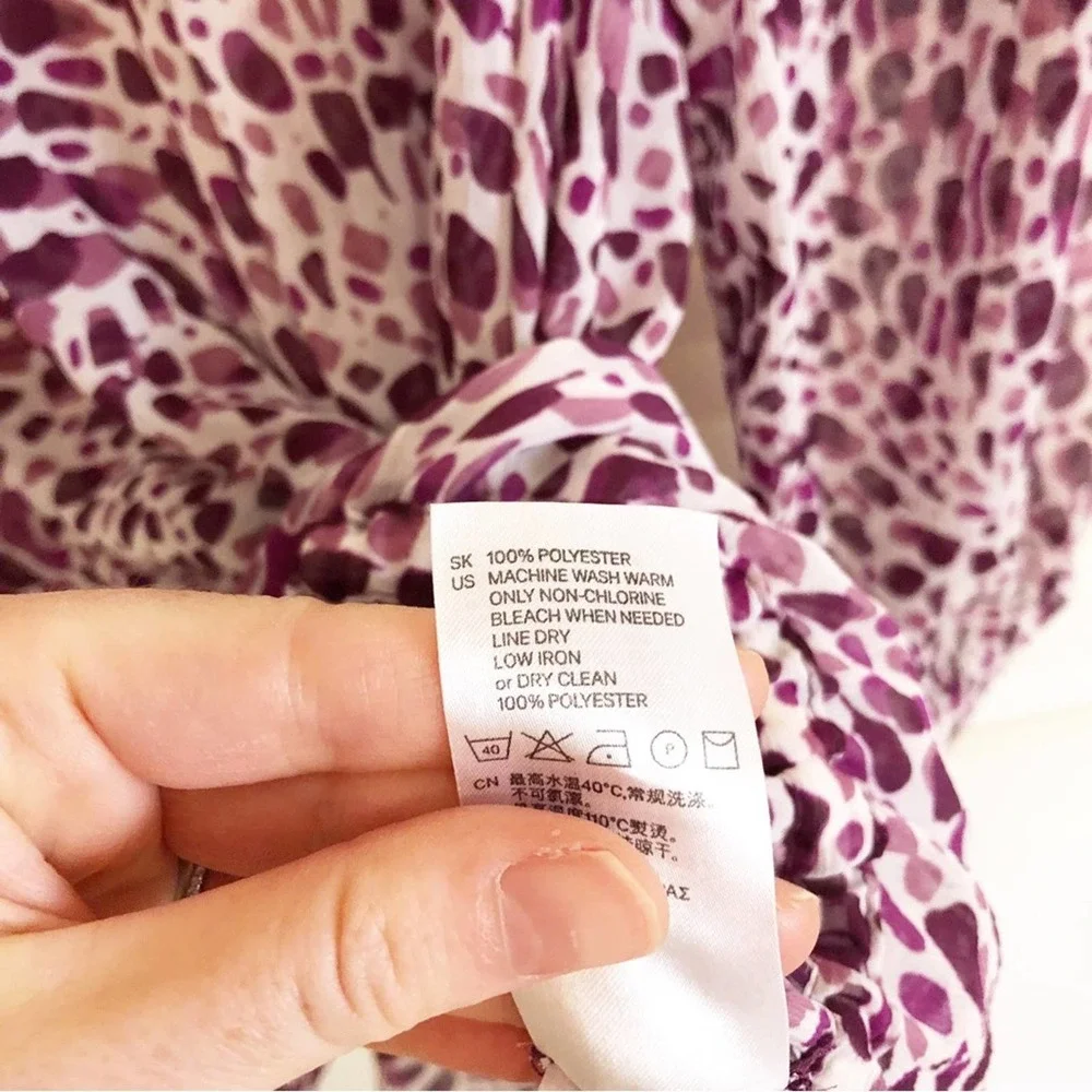 H&M Purple Animal Print Semi Sheer Blouse - Picture 6 of 8
